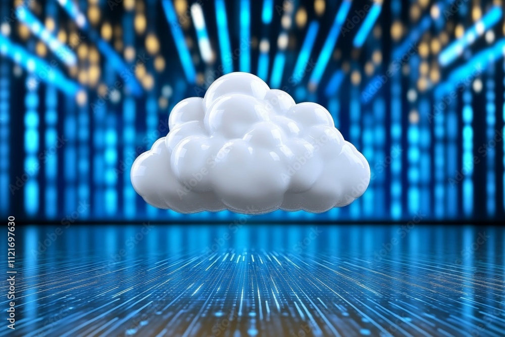 Aufkleber A virtual data cloud hovering above a holographic display, symbolizing seamless database storage and access