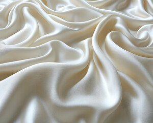 Elegant creamy white silk fabric with soft folds and drapes.