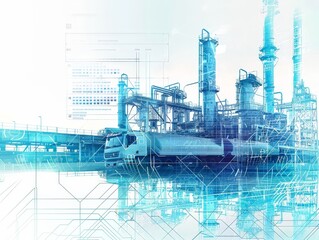 Industrial Factory with Digital Overlay