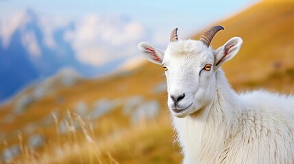 Obraz premium Mountain goat portrait alpine region animal photography scenic environment close-up view nature's beauty