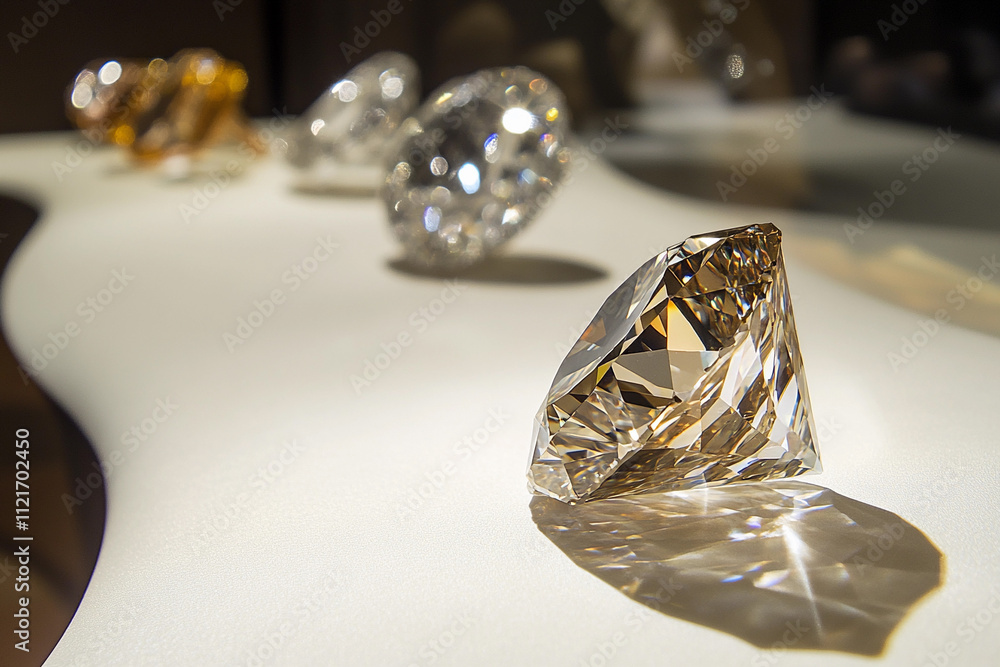 Poster shimmering diamonds displayed in an elegant exhibition setting