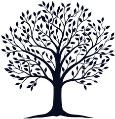 Obraz premium Serene silhouette of leafy tree dark tones