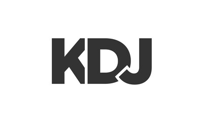 KDJ logo design template with strong and modern bold text. Initial based vector logotype featuring simple and minimal typography. Trendy company identity.