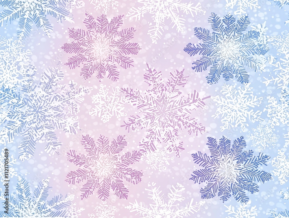 Poster stunning perfectly symmetrical snowflake cluster design on a soft color background for winter themes