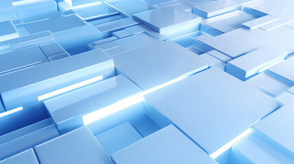 Obraz premium 3d rendering of white and blue abstract geometric background. Scene for advertising, technology, showcase, banner, game, sport, cosmetic, business, metaverse. Sci-Fi Illustration. Product display