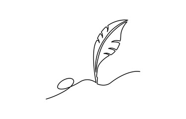 Continuous Line Drawing of Feather Icon. Hand Drawn Symbol Vector Illustration, One continuous line drawing of bird feather. Isolated on white background vector illustration. Free vector.