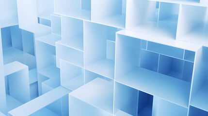 Fototapeta premium 3d rendering of white and blue abstract geometric background. Scene for advertising, technology, showcase, banner, game, sport, cosmetic, business, metaverse. Sci-Fi Illustration. Product display