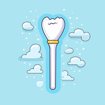 Dental hygiene tooth brush vector outline illustration for branding and logo design