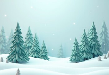 Fototapeta premium A snowy winter wonderland with a forest of stylized trees