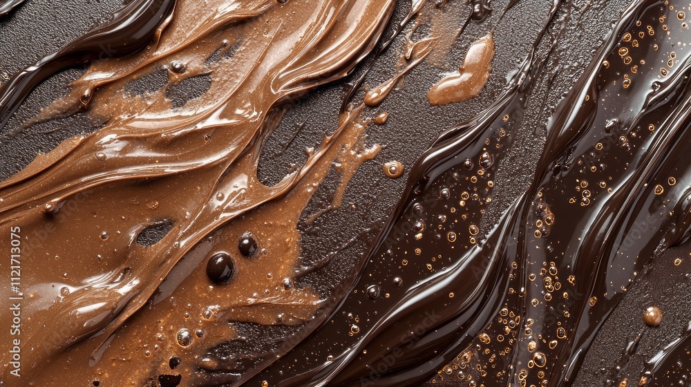 Poster delicate swirls of mocha mousse cascade across a textured surface, showcasing a rich blend of dark a