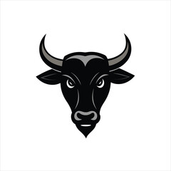 Bull Head silhouette logo for branding and icon design