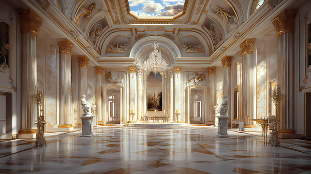 Luxurious 3d marble arcadia interior design. Arcadia. Illustration