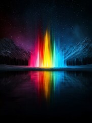 Fireworks over a snowy mountain