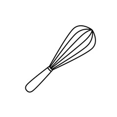 Doodle whisk cute illustration cooking and baking cake or dough that can be used for sticker, book, mandala, scrapbook, icon, decorative, etc. with aesthetic colorful black color