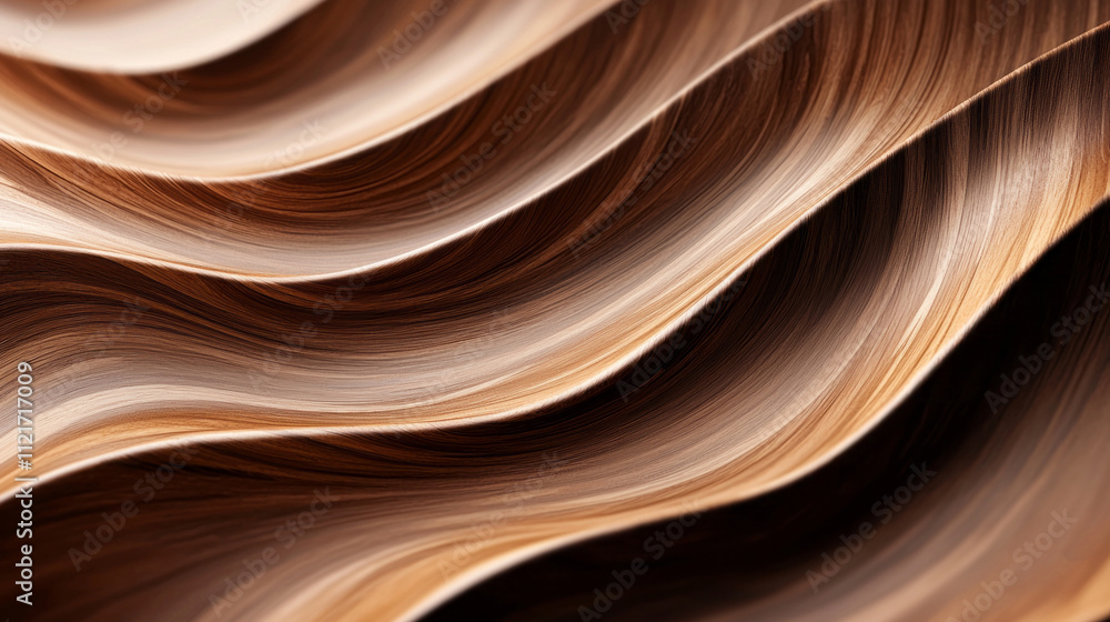 Poster Displaying undulating patterns of polished wood, this artwork captivates with its harmonious curves and rich textures. The interplay of light enhances the elegant flow and depth