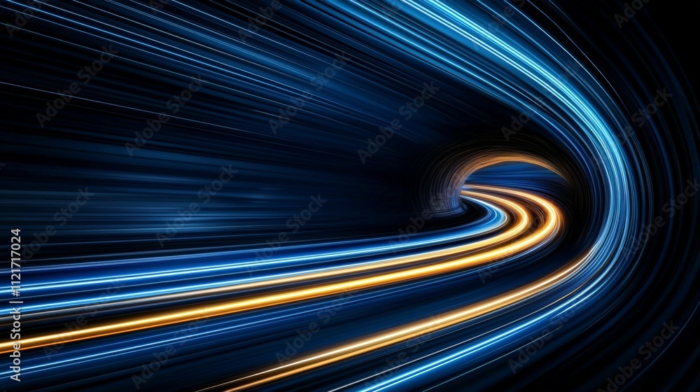 Poster a dynamic swirl of blue and orange light trails creates a vivid impression of speed and motion again