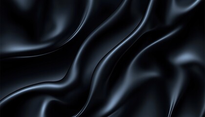 Fototapeta premium Elegant Navy Blue Silk Satin Fabric With Soft Wavy Folds Perfect For Christmas, Birthday, Anniversary, Award Events. Abstract Dark Design Template.