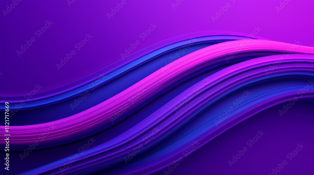 Poster a vibrant, abstract design featuring flowing purple and pink waves against a darker backdrop, creati