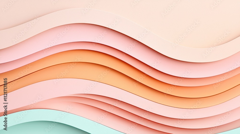 Aufkleber a vibrant composition of layered paper in soft pastel colors, creating a smooth, wavy texture that a