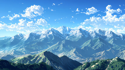 Arcadia california aerial view: san gabriel mountains under blue skies. Arcadia. Illustration