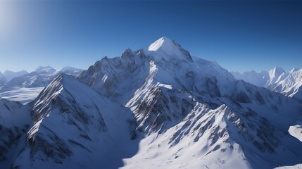 Majestic Snowcapped Mountain Range Under a Clear Blue Sky