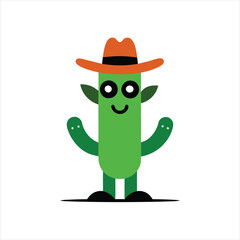 Cowboy Cactus cartoon form vector on white background .
