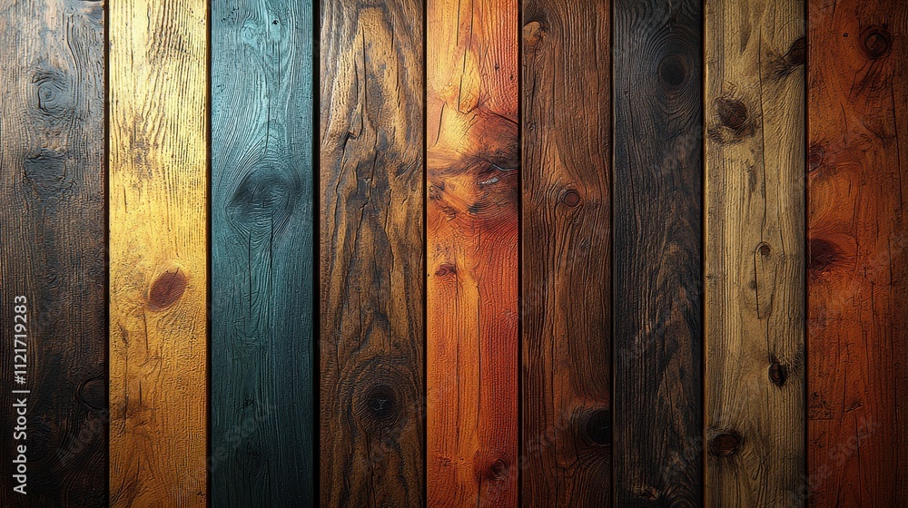 Poster colorful wooden planks with grain patterns for background or texture use