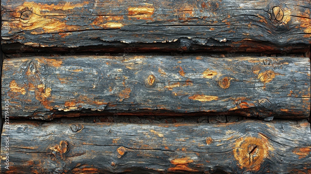 Poster rustic wooden logs with textured surface and natural patterns for design use