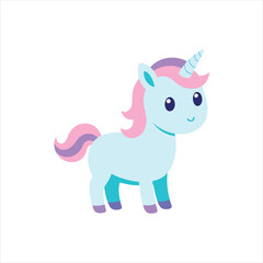 Cute Baby Unicorn Cartoon icons vector, line art & silhouette