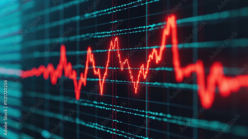 Aufkleber red heartbeat line on graph screen representing vital signs and health monitoring