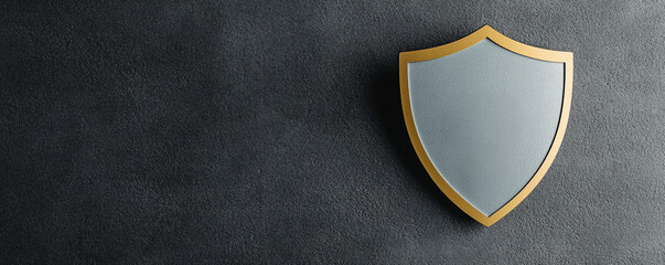 A reflective shield symbolizing protection, safety, and security in a modern setting.