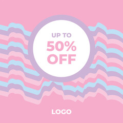 Flat abstract minimalist sale background in soft pink purple colors