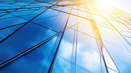 Fototapeta premium Majestic Architectural Skyline Reflecting Blue Skies and Sunlight