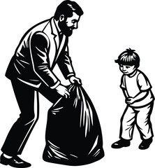 Celebrate Father’s Day with this elegant silhouette vector illustration. Featuring a heartfelt and timeless design, this illustration captures the spirit of love and appreciation for fathers