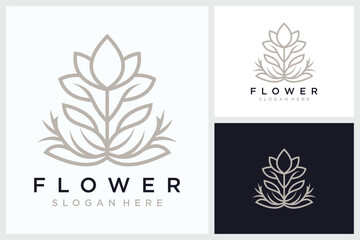 Abstract Luxury Flower Line Art Logo, Abstract Luxury Flower Line Art Vector
