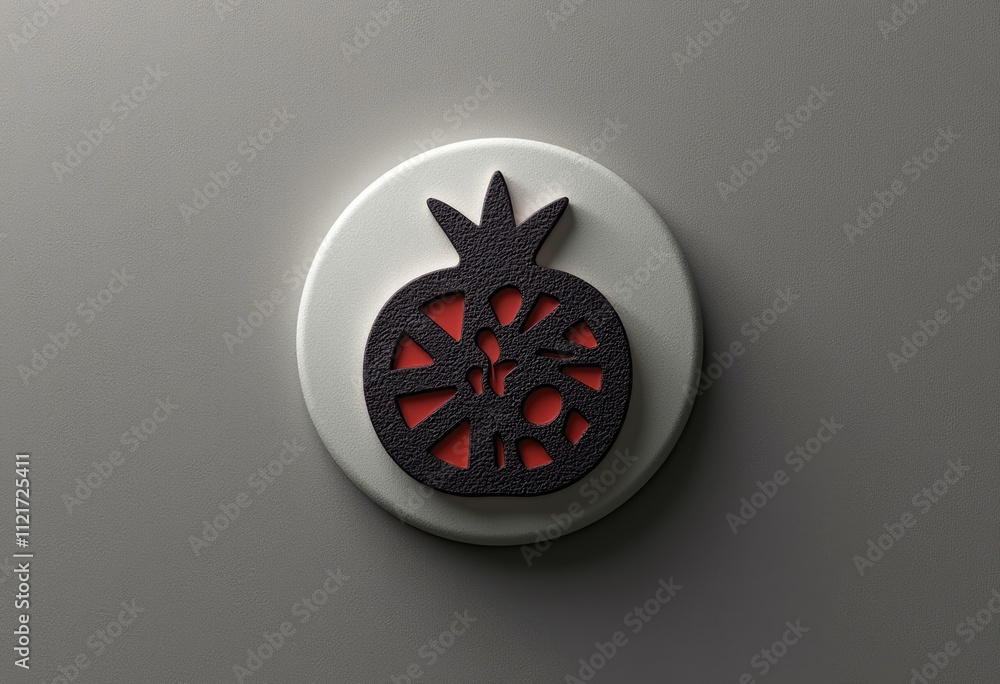 Aufkleber A black and red 3D rendering of a pomegranate.