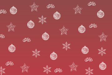 motif décoration de noël répété sur fond rouge style papier peint
