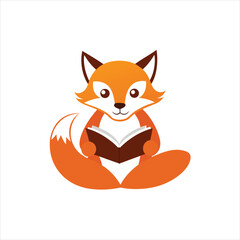 Fox Book Educational mascot logo on white background vector