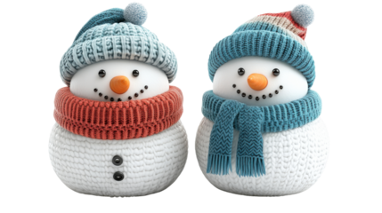 two snowmen isolated on white background