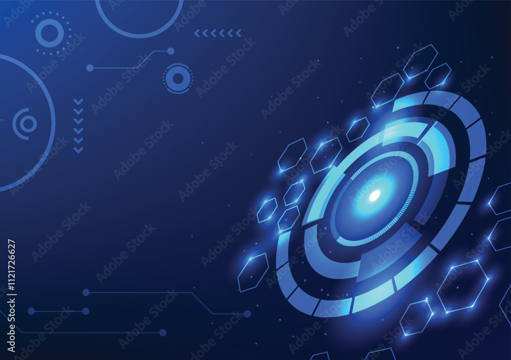 Poster abstract technology background. technology circle with elements components representing data process
