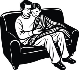 Happy Father's Day Silhouette Vector Illustration | Artistic Design on White Background