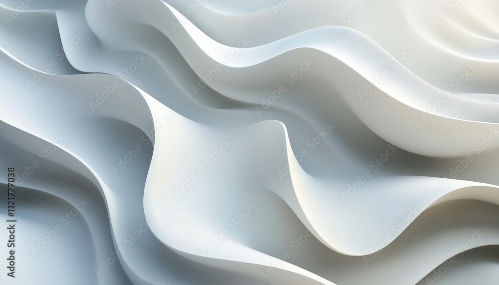 Poster computer-generated abstract 3d rendering of a flowing curve shape, emphasizing movement and fluidity