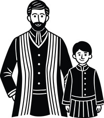 Happy Father's Day Silhouette Vector Illustration | Artistic Design on White Background