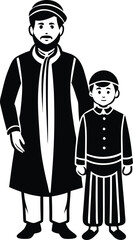 Happy Father's Day Silhouette Vector Illustration | Artistic Design on White Background