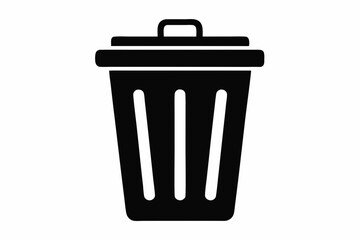 Recycling bin icons. Waste management vector. Black and white. Environmental symbols ,Black silhouette rubbish bucket and trash icon and vector illustration,