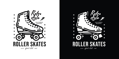 Fototapeta premium Original vector emblem.. Vintage roller skates. T-shirt design.
