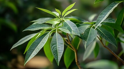 Close-up of vibrant green leaves, showcasing intricate details and textures.