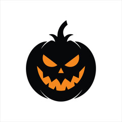 Halloween Pumpkin Silhouette Vector Illustration on White Background