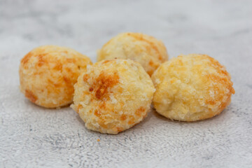 Golden Brazilian cheese bread with a tempting, crispy texture.