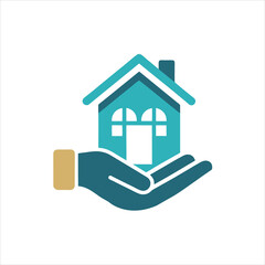 Home Care icon with hand holding house vector illustration